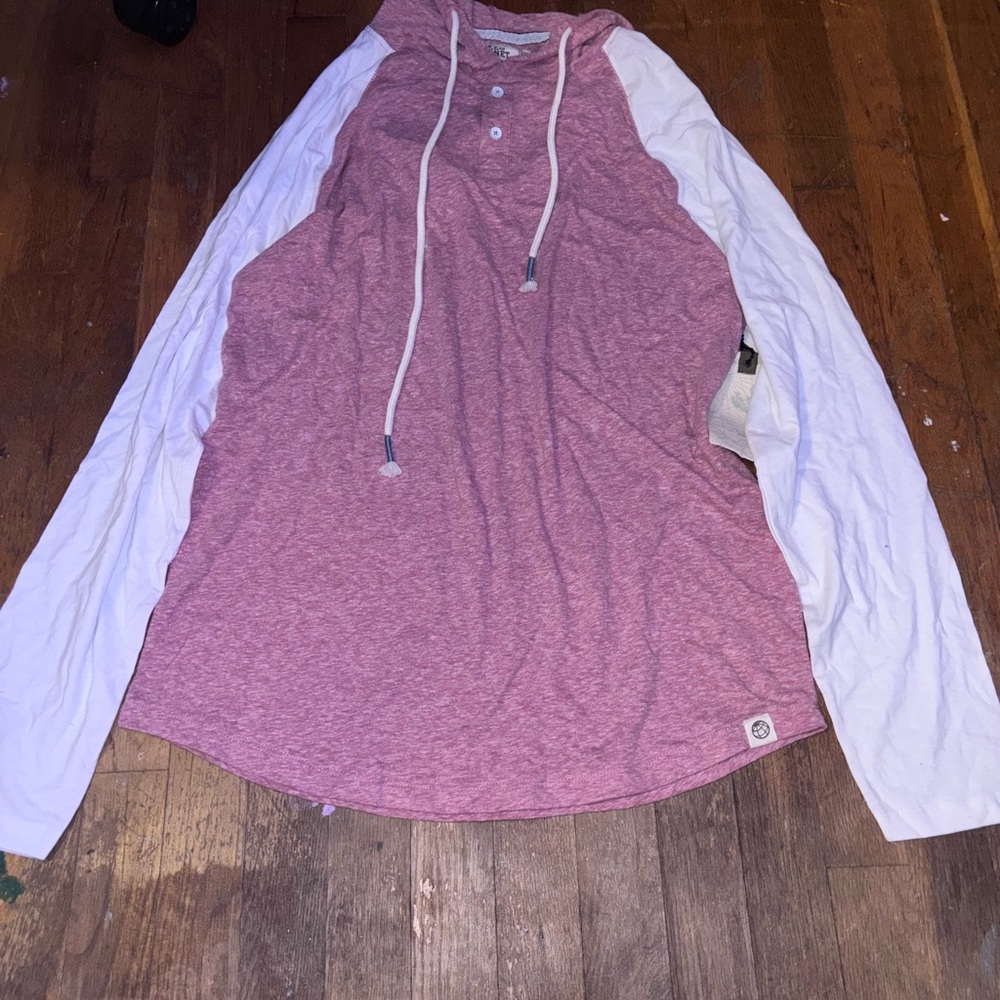 Free Planet Pink and White Henley Shirt